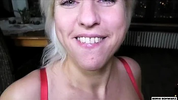 Boris Schwarz Fucks Blonde MILF Xmas POV, Cum Swallow