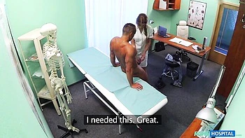 Young nurse sucks big cock, curves and ass