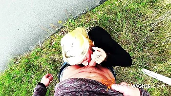 Harleen Van Hynten flaunts big tits fucking outside in Berlin