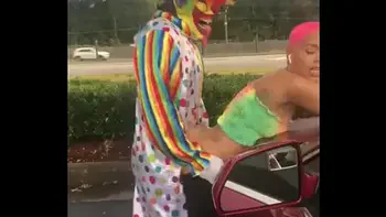 Gibby The Clown fucks Jasamine Banks outside in broad daylight