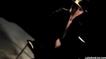 Julia Ann rides cowgirl with fake tits blowjob