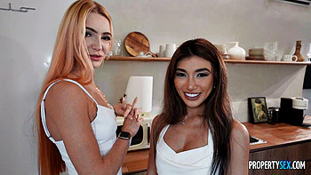 Bald Pussy Gets Fingering and Blowjob in Kitchen