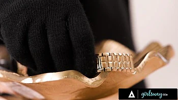 Petite brunette Aften Opal rides dildo and sucks