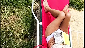 Naked solo masturbation under the sun outdoors
