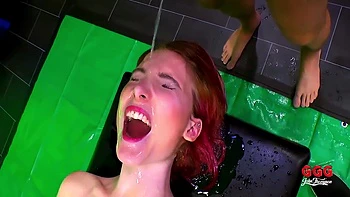 Francys, Titus & Klaus Double DP Gangbang with Pissing Sluts