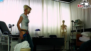German Guy Fucks Skinny Blonde Girlfriend in Doctor's Office