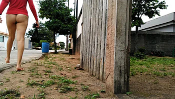 Brazilian Wife Fucks Hairy Pussy Bare on Street