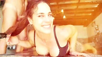 April BigAss Drinks Pee, Takes Huge Enema & Gets Face Fucked