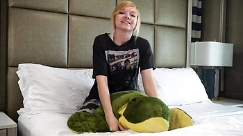 Petite Blonde Amateur Talks Dirty While Fucking Herself