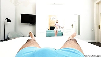 Snowbunny sucks big BBC in POV blowjob and handjob