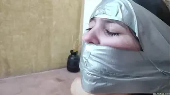 Christian Girl Duct Taped To Pillar And Gagged Tight