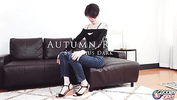 Trans brunette solo masturbation by Erotic Autumn Rain