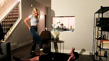 Brunette Gets Light Femdom Foot Fetish Play