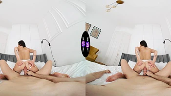 Brunette Matty Mila’s long hair flies as she sucks cock passionately