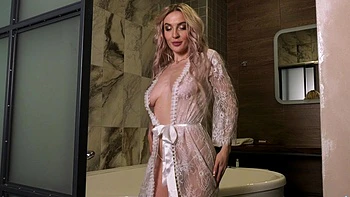 Dirty blonde MILF Ammy teases in tight lingerie