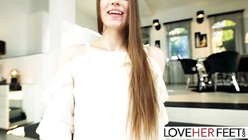 Mia's sexy footjob and kinky foot worship