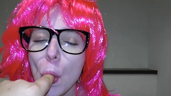 Miss Pink Sucks Cock Under Man's Control