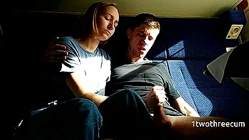 Cutie Traveler Swallows Double Cum On Train