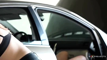 Eva Berger’s Russian Car Threesome with Big Cock Blowjob