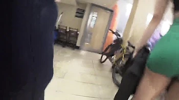 Skinny green queen in tight teen shorts