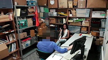 Two secretaries and boss fuck hard in office threesome