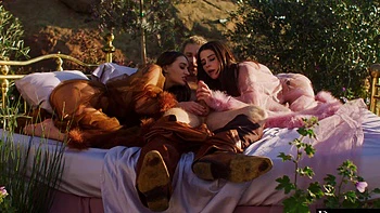 Sara and Peach fuck Michael in a steamy FFM threesome