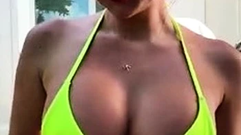 Brunette MILF Masturbates Huge Boobs with Dildo