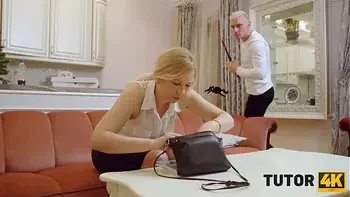 TUTOR4K. Guy is so horny that decides to fuck attractive biology teacher