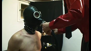Penis humiliating in gas mask