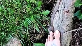 Foot fetish rimming for blonde outdoors