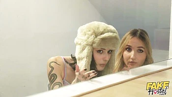 Hard FFM in the bedroom with slutty Chloe Chevalier and Crystal Cherry